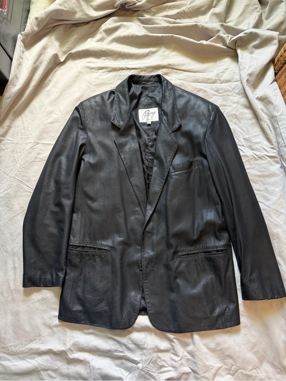 Remy Leather Black Lambskin Blazer 40 Indie Sleaze Oversized Moto Sport Unisex